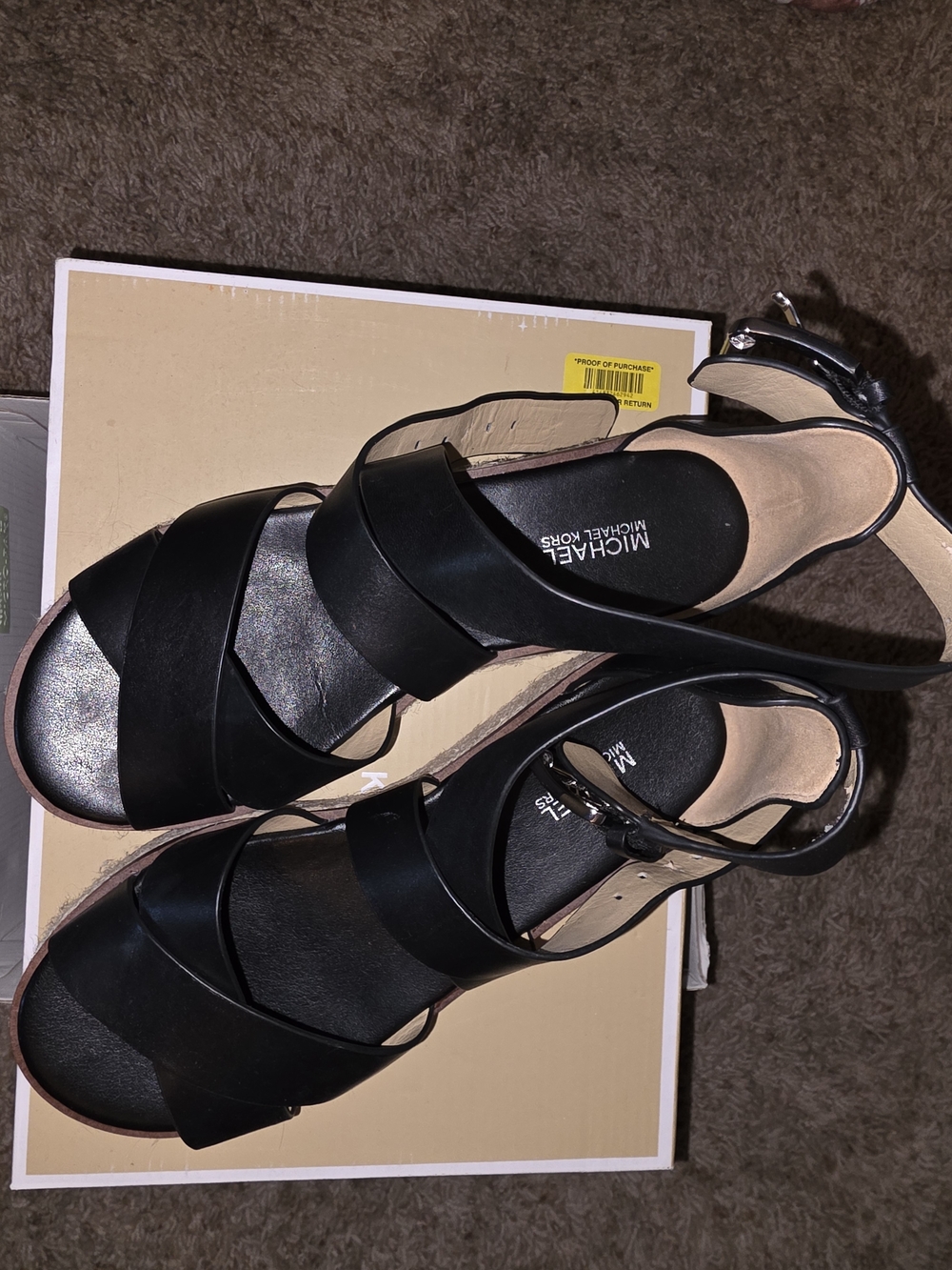 Michael Kors Black Strappy Wedge Sandals